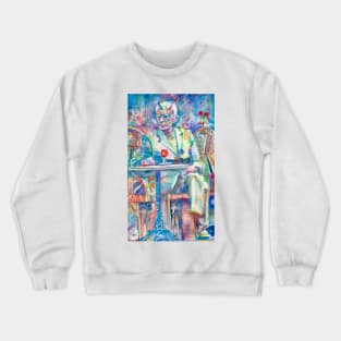 SAMUEL BECKETT sitting at the cafe - watercolor portrait Crewneck Sweatshirt